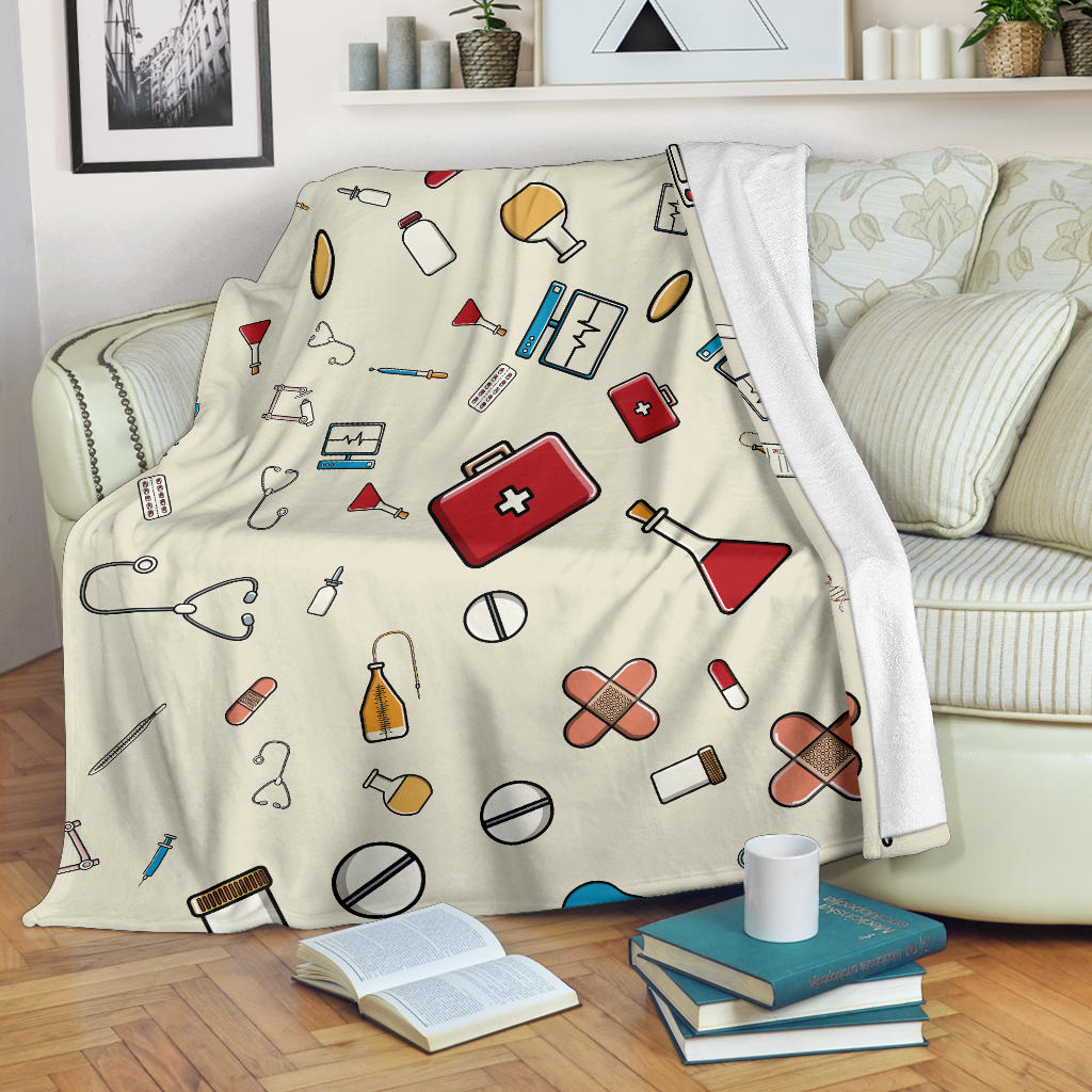Nurse Pattern Print Design A04 Premium Blanket