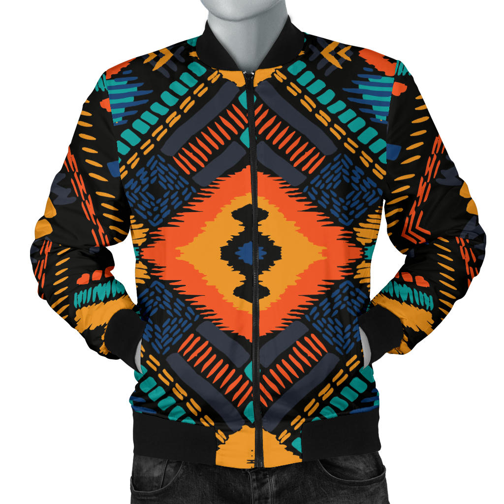 Kente Pattern Print Design 04 Men Bomber Jacket