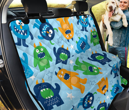 Monster Cartoon Pattern Print Design 04 Rear Dog Car Seat Cover Hammock