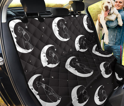 Moon with Cat Pattern Print Design 04 Rear Dog Car Seat Cover Hammock