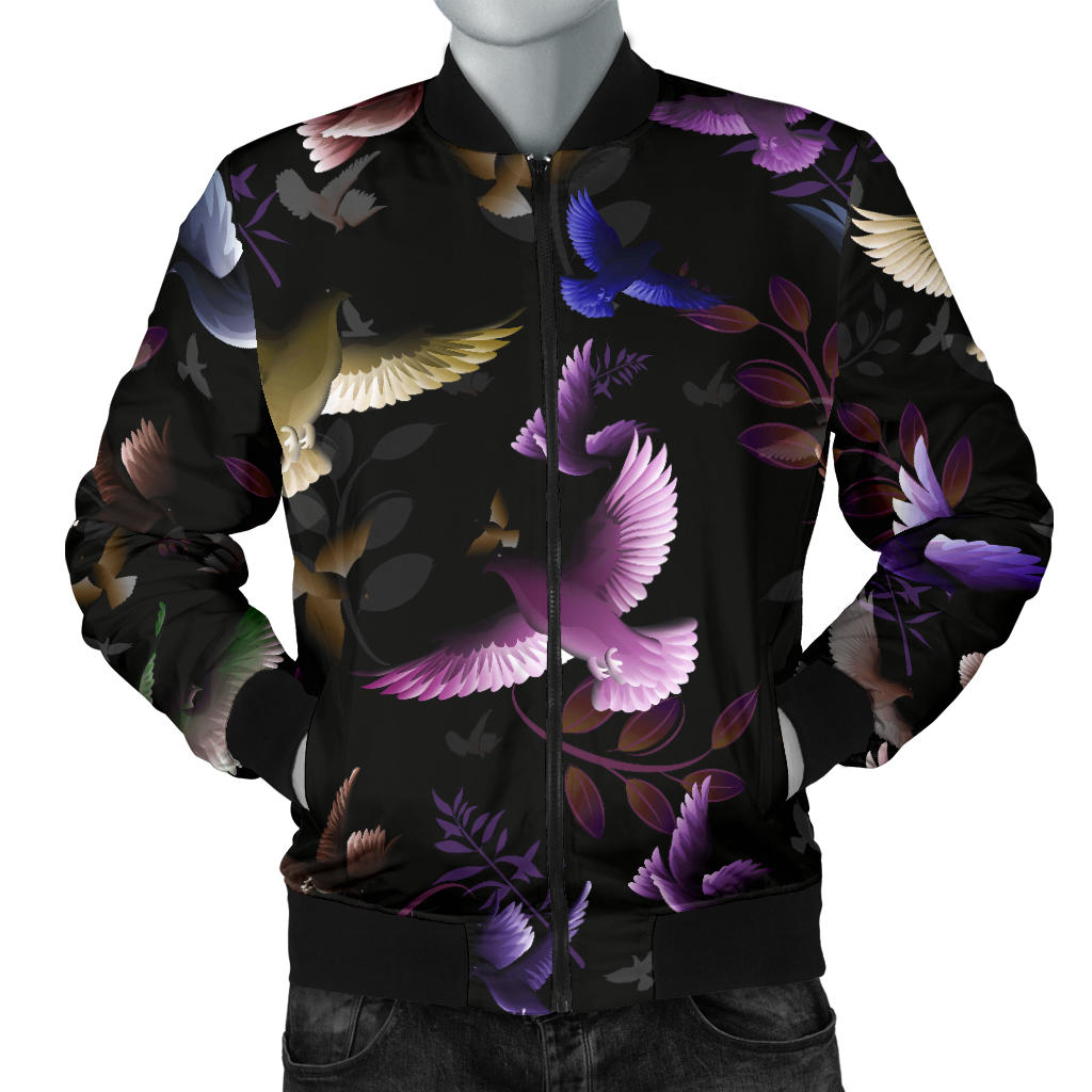 Pigeon Pattern Print Design 01 Men Bomber Jacket