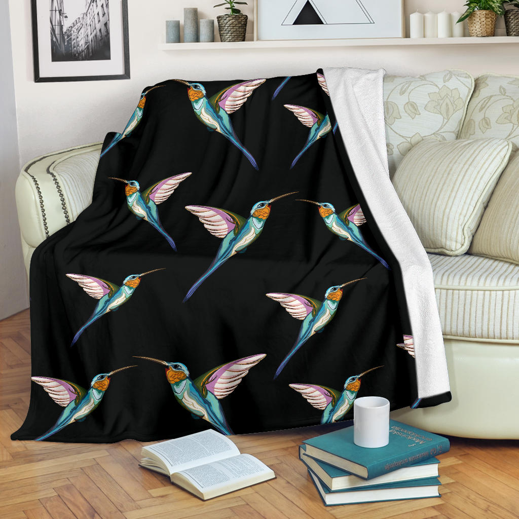Hummingbird Pattern Print Design 06 Premium Blanket
