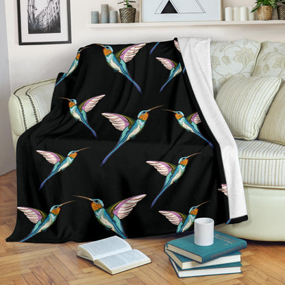 Hummingbird Pattern Print Design 06 Premium Blanket