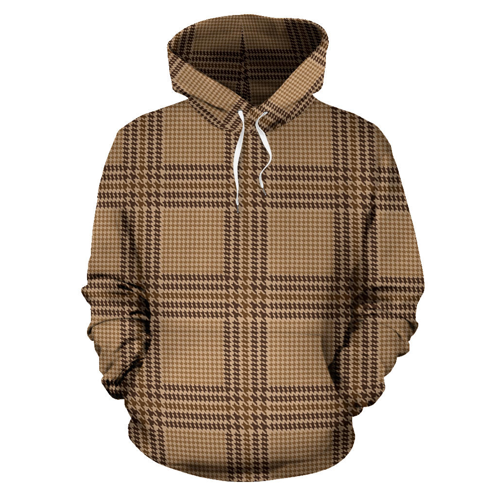 Houndstooth Brown Pattern Print Design 04 Pullover Hoodie