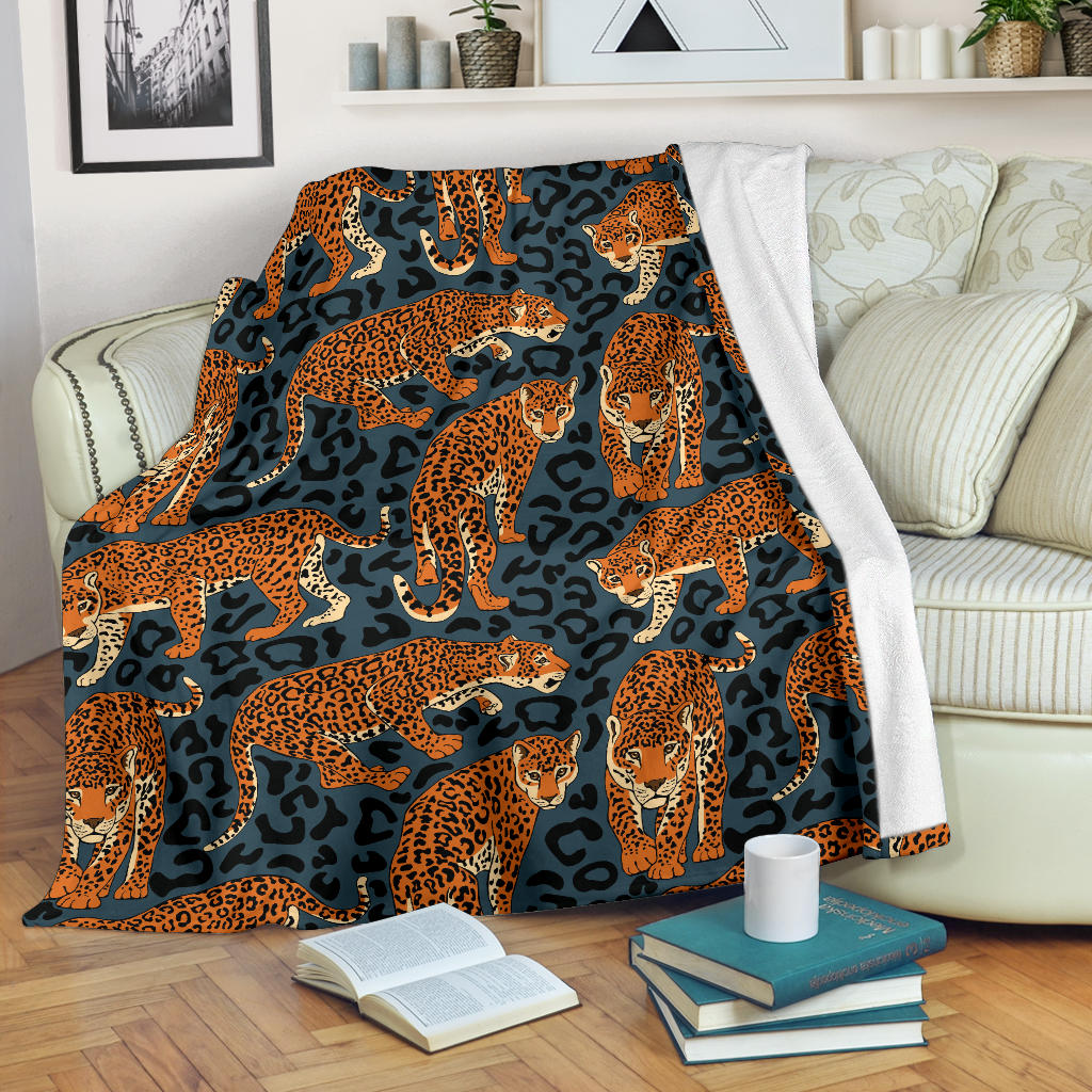 Jaguar Pattern Print Design 04 Premium Blanket