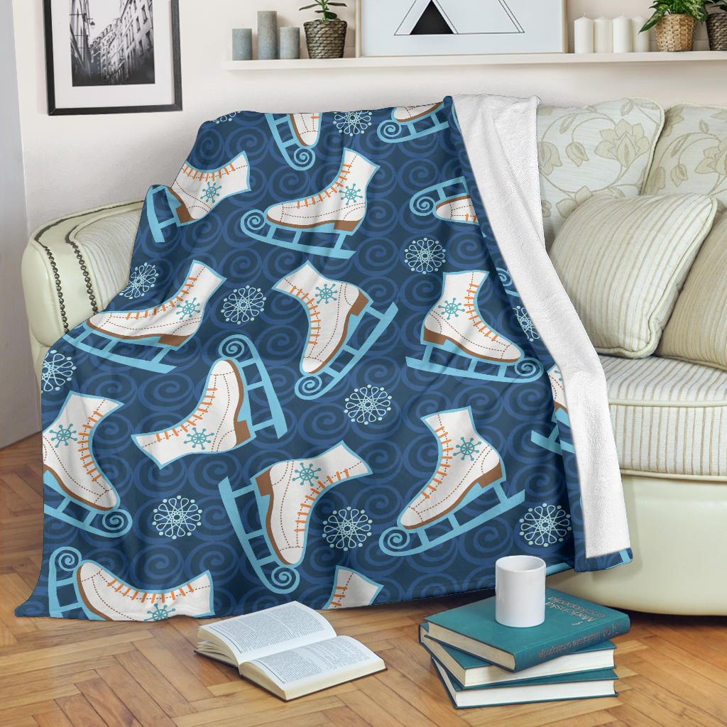 Ice Skate Pattern Print Design 01 Premium Blanket