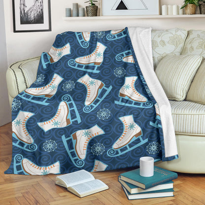 Ice Skate Pattern Print Design 01 Premium Blanket