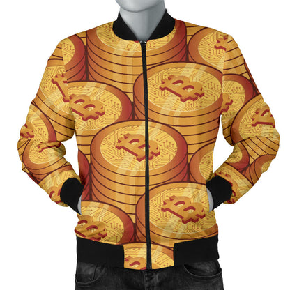Bitcoin Pattern Print Design 02 Men Bomber Jacket