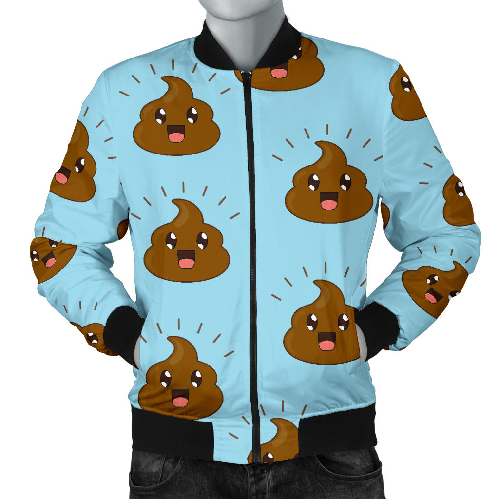 Poop Emoji Pattern Print Design A03 Men Bomber Jacket