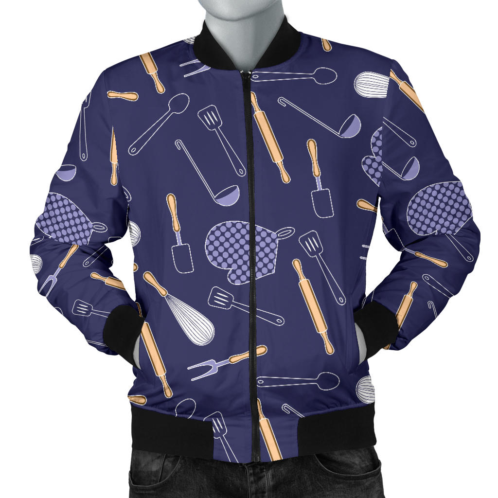 Cooking Kitchen Tools Pattern Print Design 04 Men Bomber Jacket
