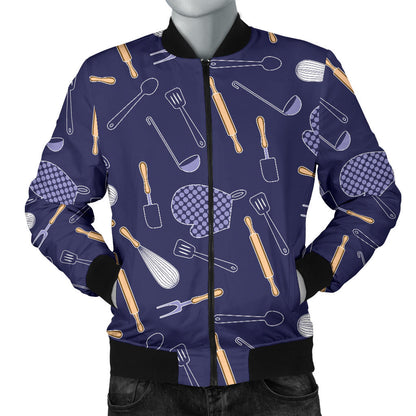 Cooking Kitchen Tools Pattern Print Design 04 Men Bomber Jacket