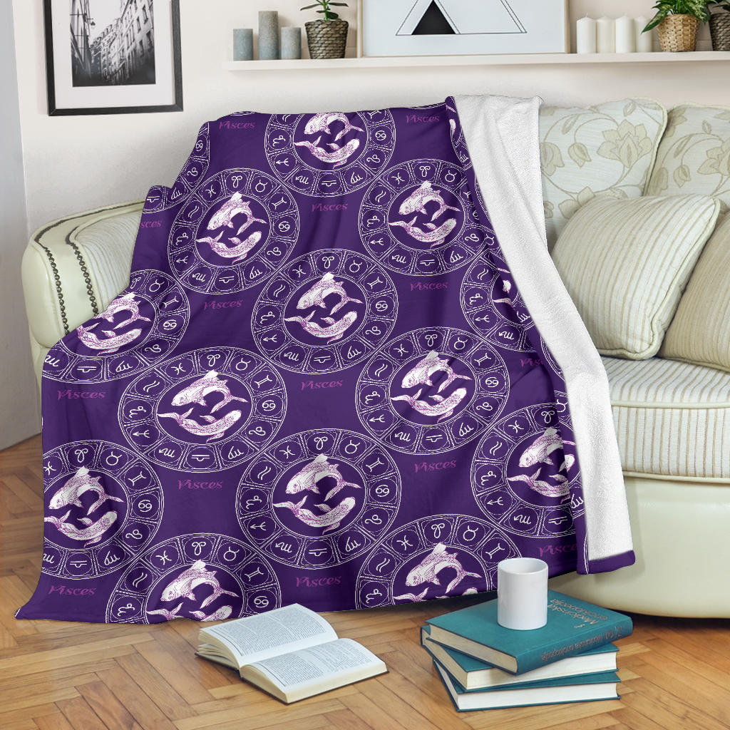 Pisces Pattern Print Design A02 Premium Blanket