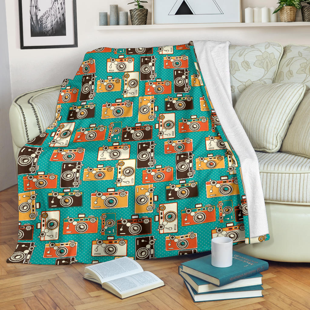 Camera Pattern Print Design 02 Premium Blanket