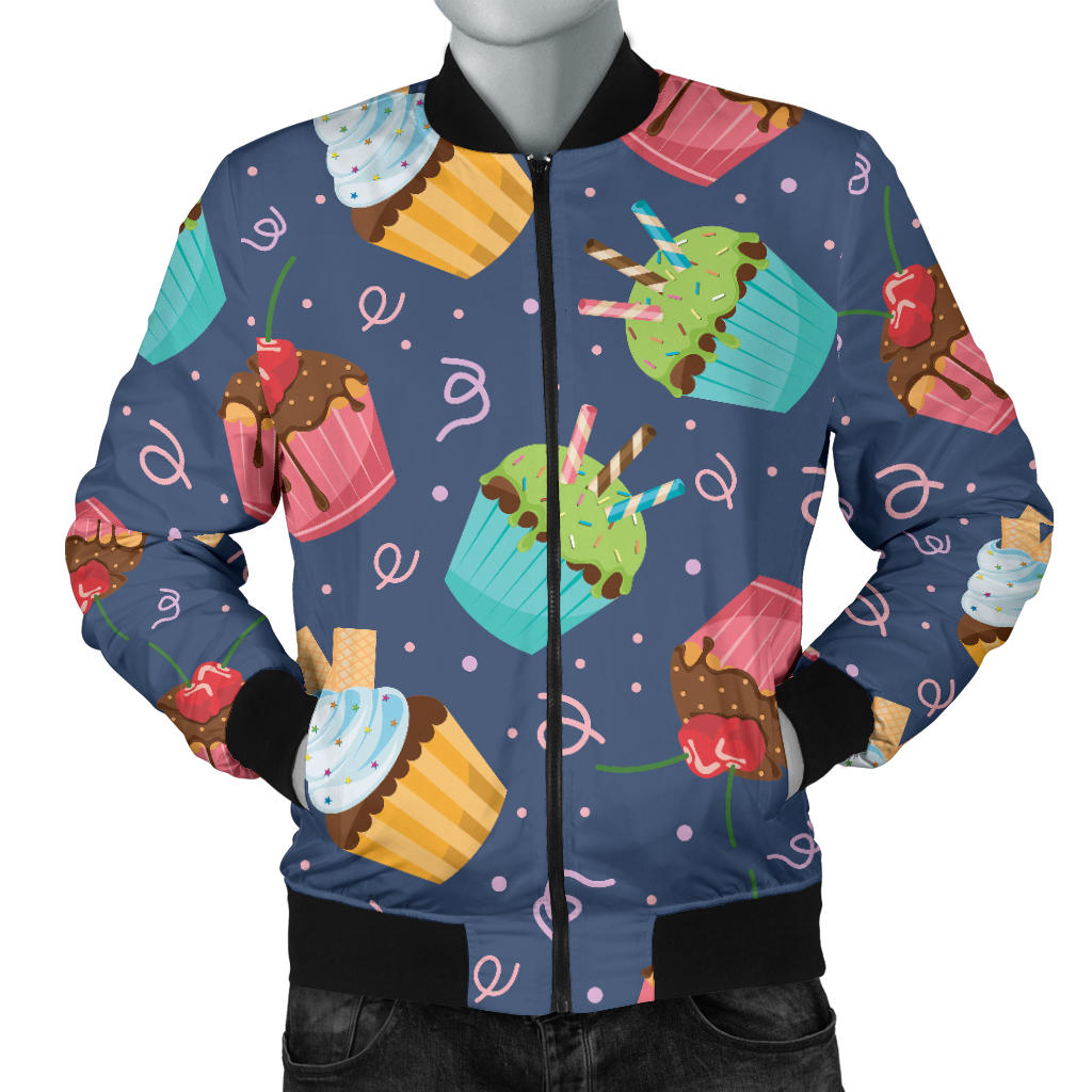 Cupcake Pattern Print Design 02 Men Bomber Jacket
