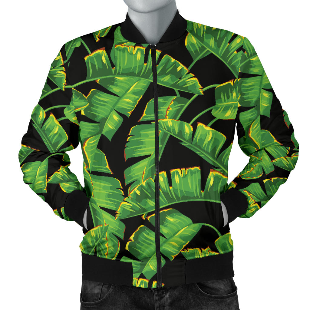 Banana Leaf Pattern Print Design 03 Men Bomber Jacket
