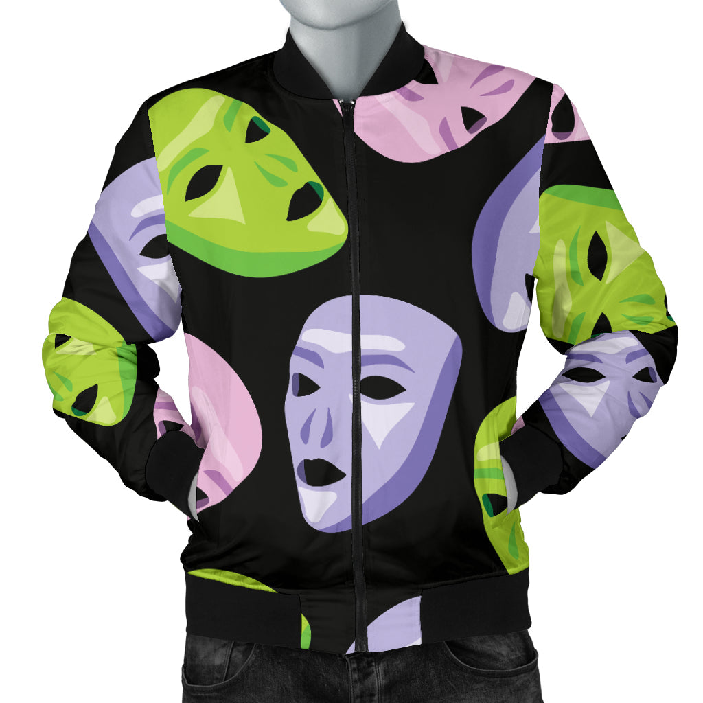 Acting Mask Pattern Print Design 04 Men Bomber Jacket