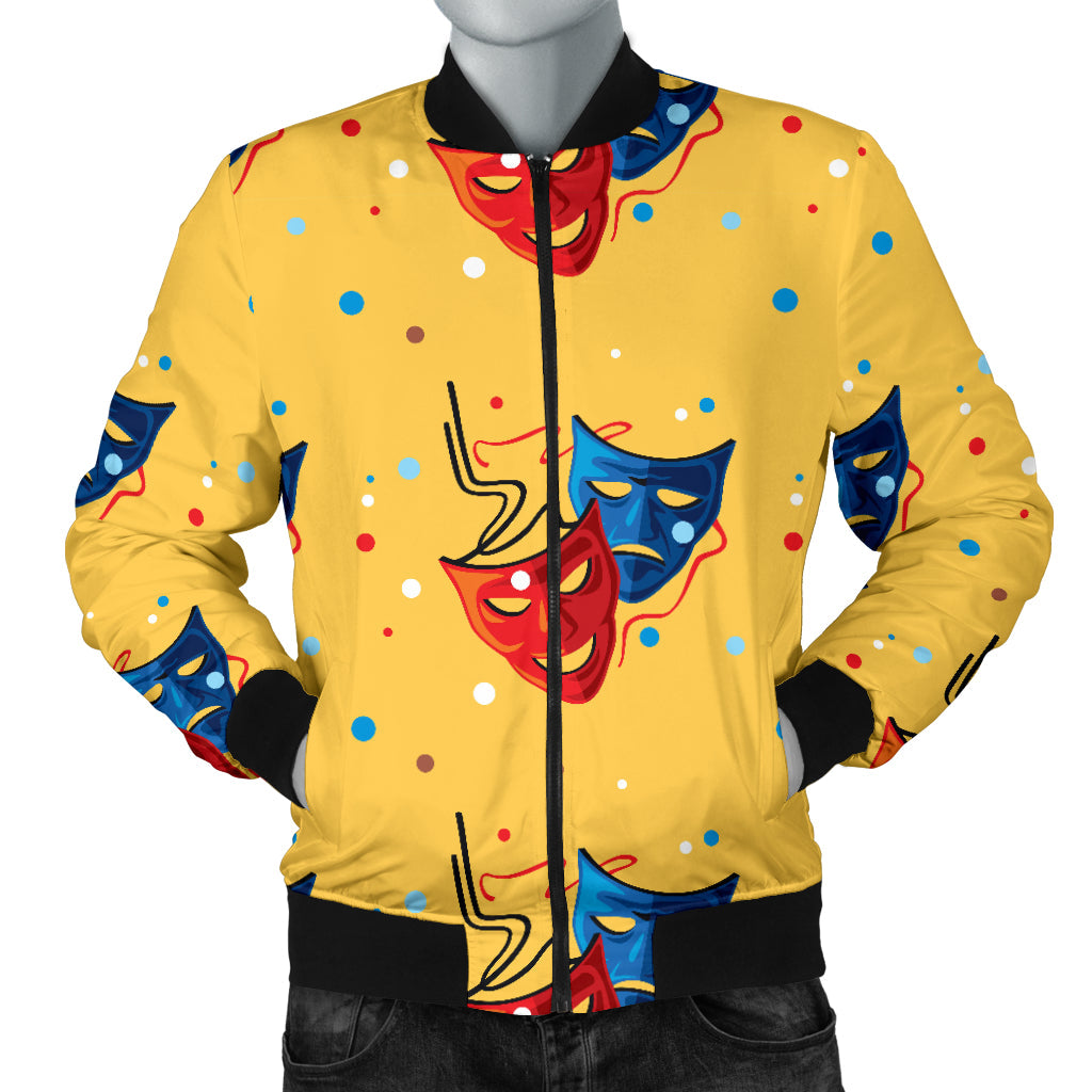 Acting Mask Pattern Print Design 02 Men Bomber Jacket