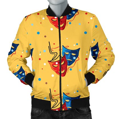 Acting Mask Pattern Print Design 02 Men Bomber Jacket