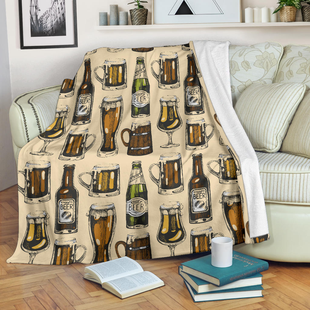 Beer Pattern Print Design 04 Premium Blanket
