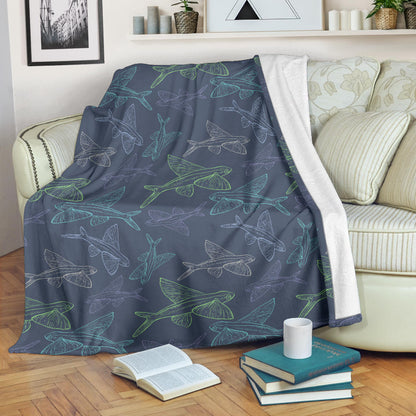 Flying Fish Pattern Print Design 02 Premium Blanket