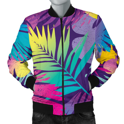 Palm Leaf Pattern Print Design A04 Men Bomber Jacket