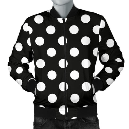 Polka Dot Black White Pattern Print Design 03 Men Bomber Jacket