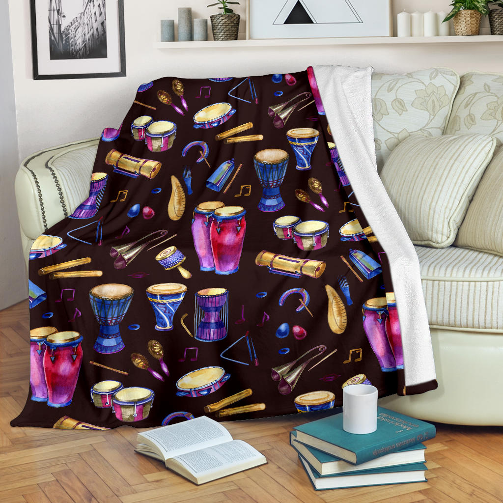 Percussion Neon Pattern Print Design 04 Premium Blanket