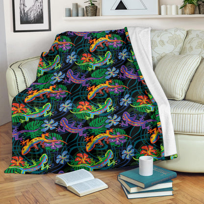 Gecko Colorful Pattern Print Design 01 Premium Blanket