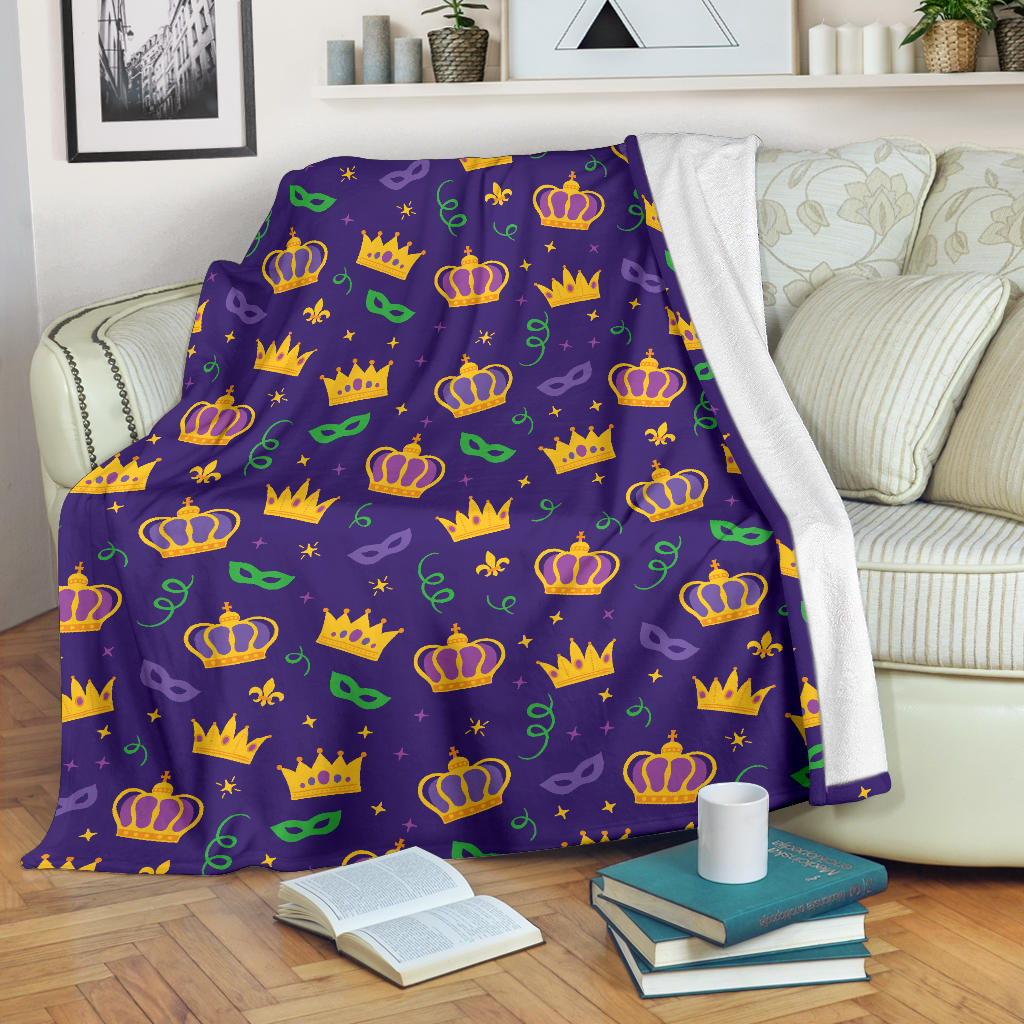 Mardi Gras Pattern Print Design 03 Premium Blanket