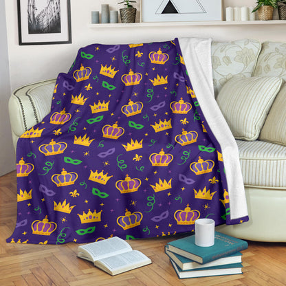 Mardi Gras Pattern Print Design 03 Premium Blanket