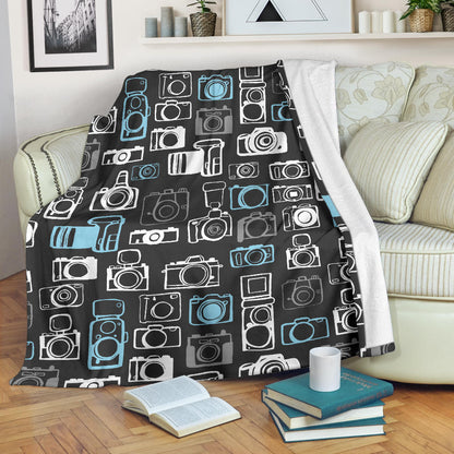 Camera Pattern Print Design 04 Premium Blanket