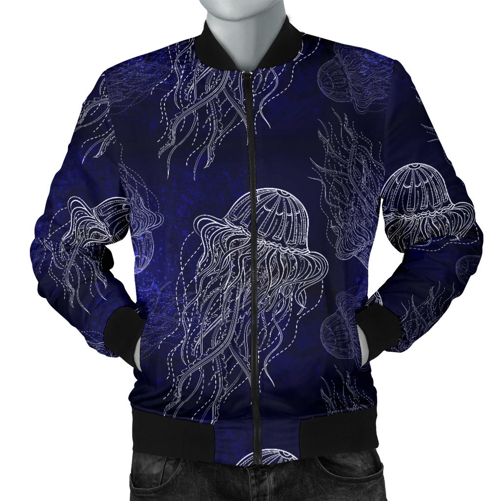 Jellyfish Pattern Print Design 02 Men Bomber Jacket