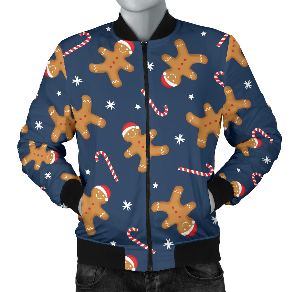 Gingerbread Pattern Print Design 01 Men Bomber Jacket