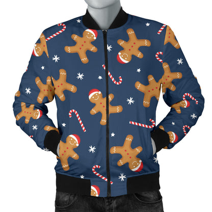 Gingerbread Pattern Print Design 01 Men Bomber Jacket