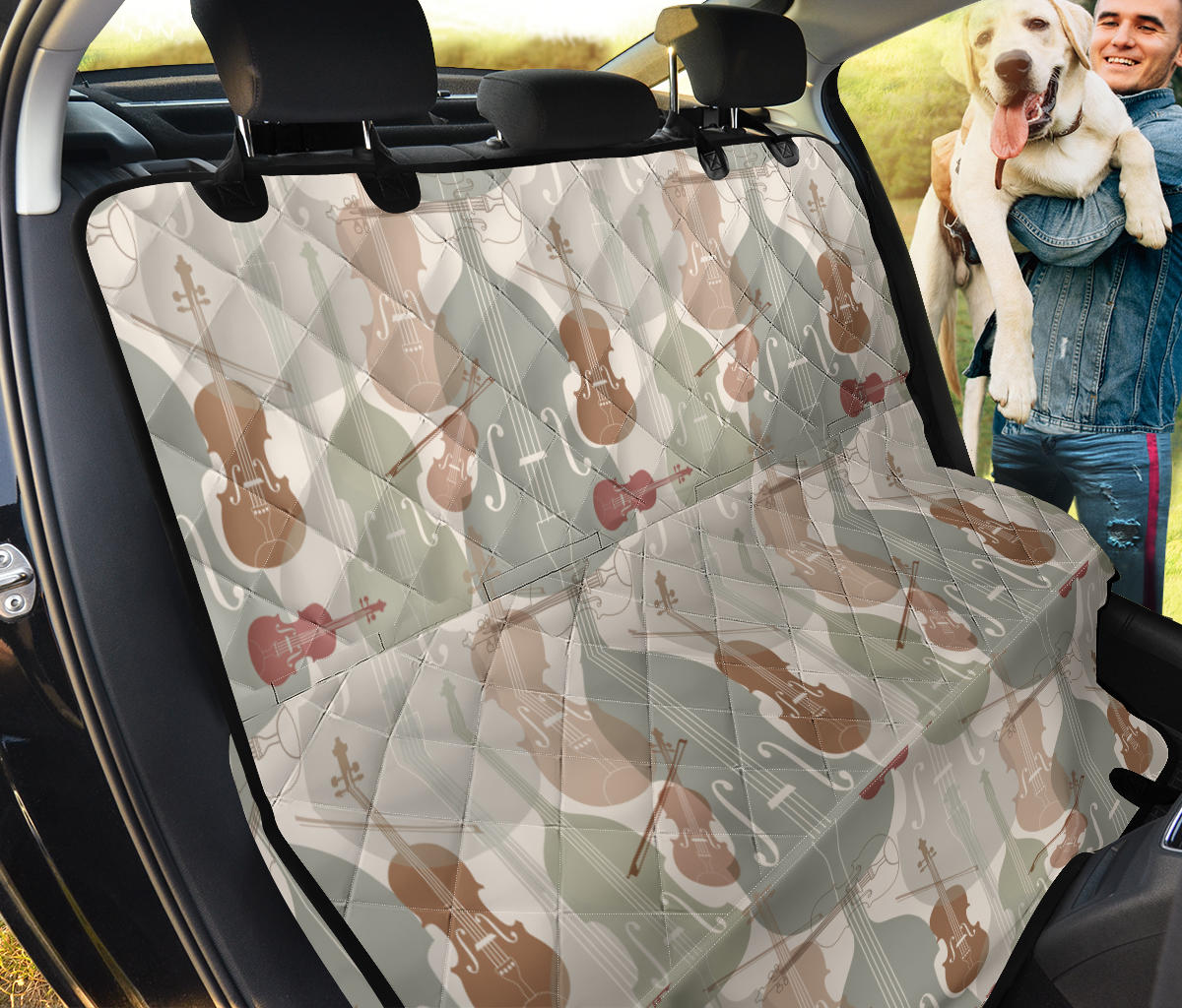 Violin Pattern Print Design 01 Rear Dog Car Seat Cover Hammock