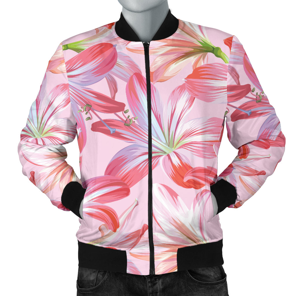 Amaryllis Pattern Print Design 02 Men Bomber Jacket