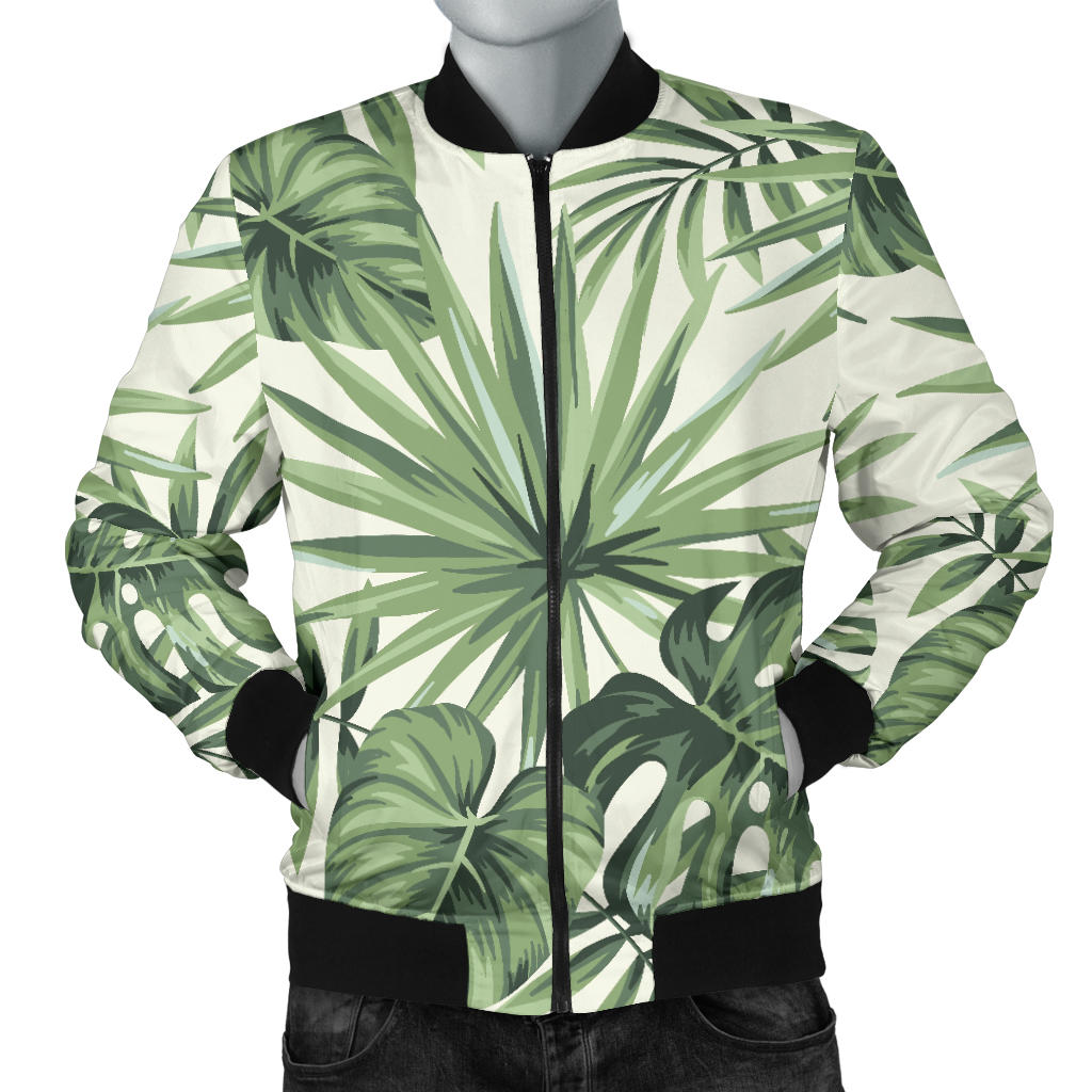 Palm Leaf Pattern Print Design A02 Men Bomber Jacket