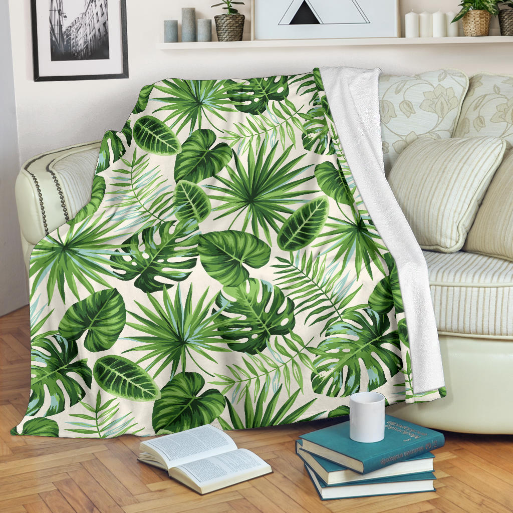 Palm Leaf Pattern Print Design A01 Premium Blanket