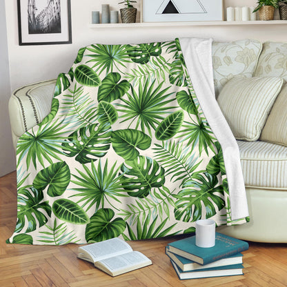 Palm Leaf Pattern Print Design A01 Premium Blanket