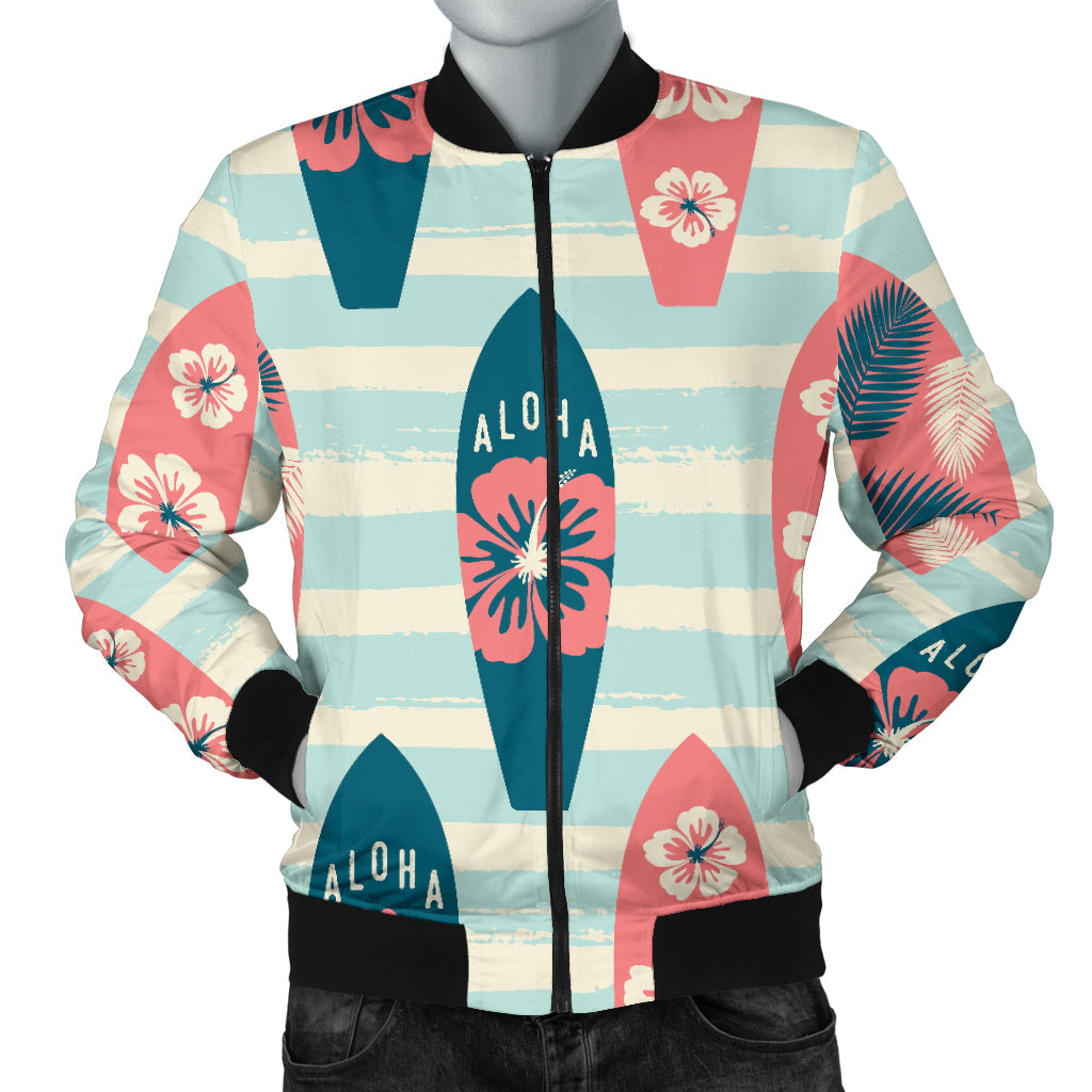Aloha Hawaii Surfboard Pattern Print Design 02 Men Bomber Jacket
