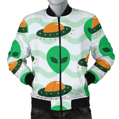 Alien UFO Pattern Print Design 04 Men Bomber Jacket