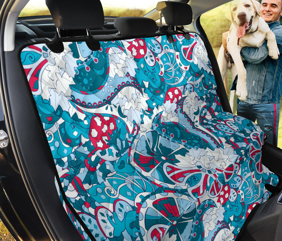 Funky Retro Pattern Print Design A05 Rear Dog Car Seat Cover Hammock