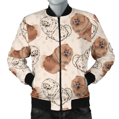 Pomeranians Pattern Print Design A01 Men Bomber Jacket