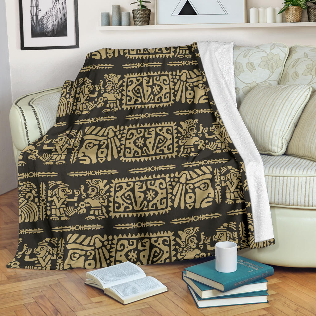 Mayan Pattern Print Design 02 Premium Blanket