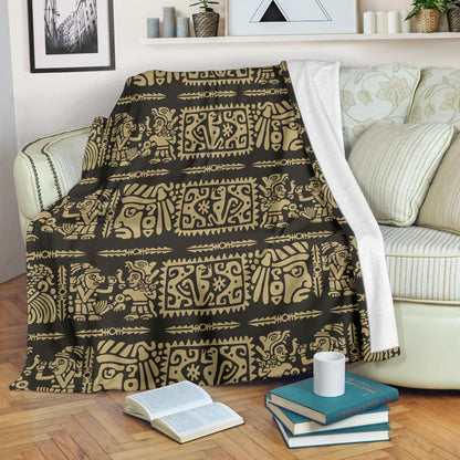 Mayan Pattern Print Design 02 Premium Blanket