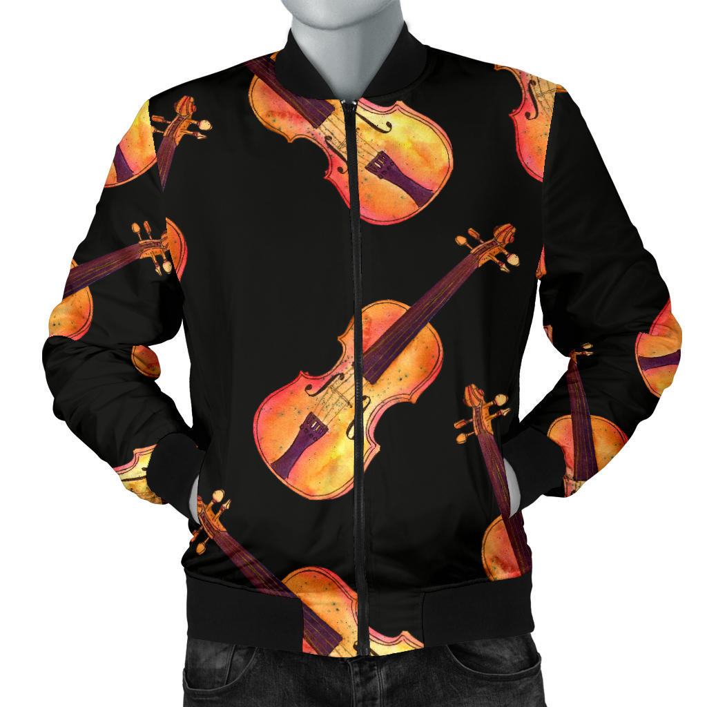 Violin Pattern Print Design 04 Men Bomber Jacket