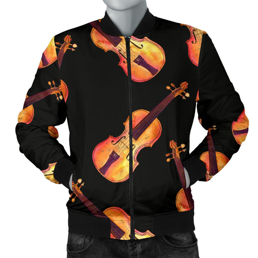 Violin Pattern Print Design 04 Men Bomber Jacket