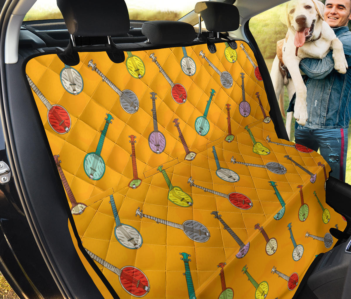 Banjo Pattern Print Design 02 Rear Dog Car Seat Cover Hammock