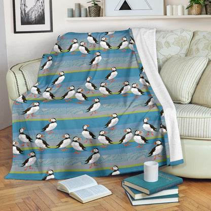 Puffin Pattern Print Design A01 Premium Blanket