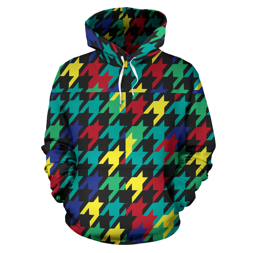 Houndstooth Colorful Pattern Print Design 02 Pullover Hoodie